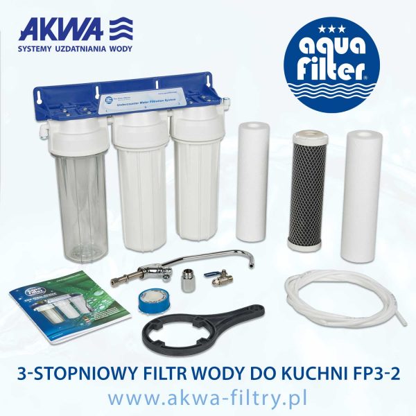 Trójstopniowy Filtr Wody do Kuchni pod zlew FP3-2 Aquafilter podzlewozmywakowy
