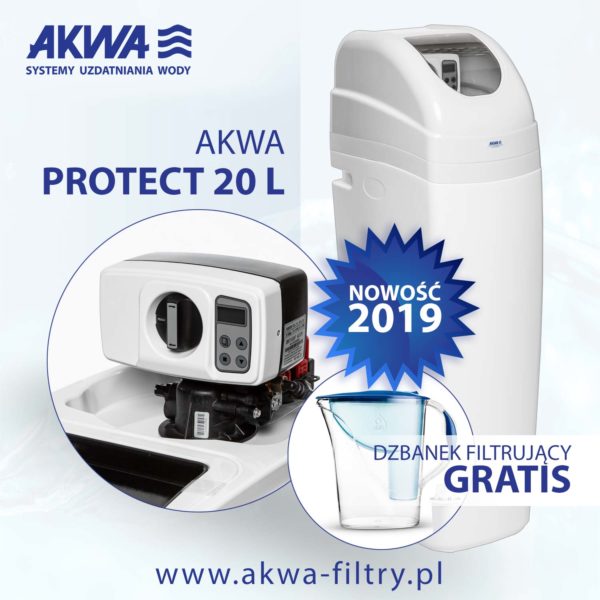 Kompaktowy zmiękczacz wody do domu AKWA PROTECT 20L BNT plus gratis dzbanek filtrujący Dafi